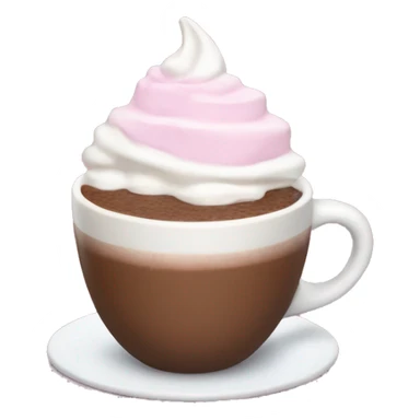 Hot chocolate with pink cup and whipped cream sticker