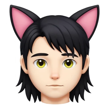 gay boy with cat ears and black long hair sticker
