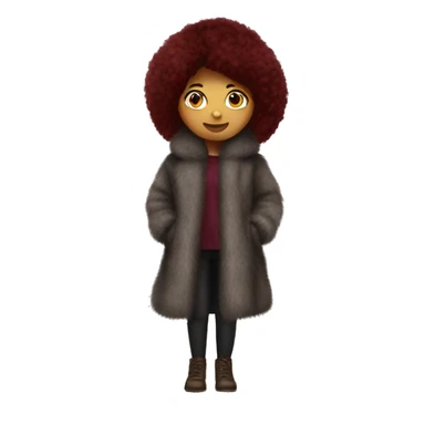 Burgundy haired girl wearing full length fur coat sticker