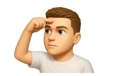 Based on these photos, make an emoji with facial features preserved, a man in a white T-shirt, looking into the distance sticker