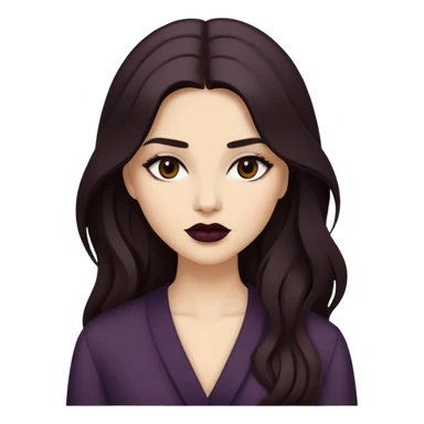 Sassy woman with dark lipstick, and dark flowy long hair, stylish clothes sticker