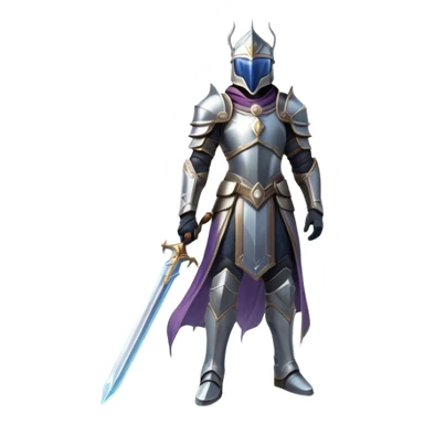 An icon featuring a hero with a closed visor, standing in a majestic, mystical landscape, inspired by RPGs like Elden Ring. The design includes a stunning, ethereal background with towering castles and distant mountains, symbolizing the adventure and mystery. Transparent background sticker