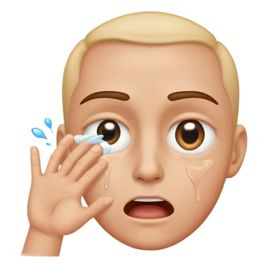 Eye slightly pulled down by hand and spitting  sticker