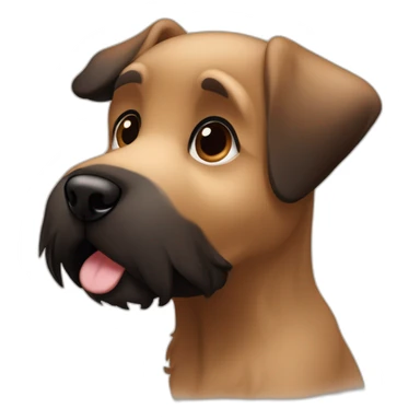 bouvier fawn brown and black puppy face very long hair smiling dark ears sticker