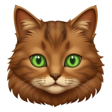 eine braune flauschige niedliche katze mit grünen augen die augen sollen nicht leuchten sondern matt sein und mit verschiedenen brauntönene das fell sticker