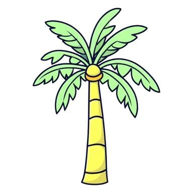 palm tree with pastel yellow trunk and pastel lavender leaves sticker