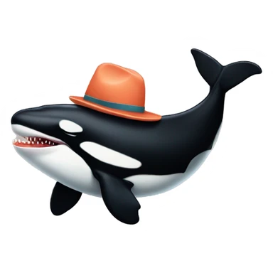 an orca wearing a hat that is made of dead salmon sticker