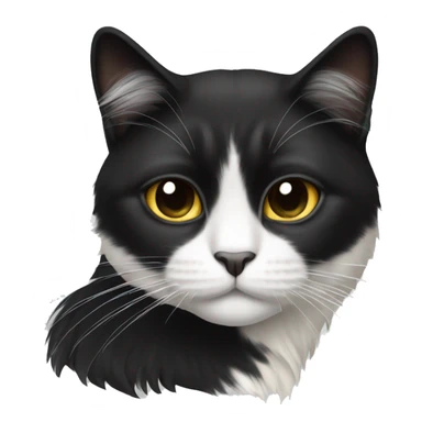 half Black and half white long hair cat with black muzzle sticker