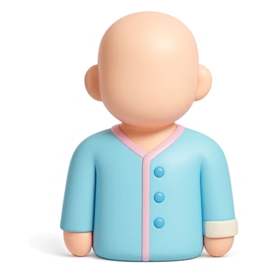 Transform the faceless adult figure wearing #6fe8f3 pajamas and a hospital wristband into a minimalist, professional 3D model or toy figure style, suitable for a Discord role icon. Keep the overall look clean and simple, emphasizing the 3D figurine aesthetic. sticker