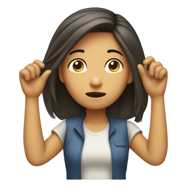 girl holding the top of head with her hands in confusion  sticker