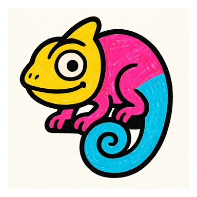 rainbow chameleon, vibrant colors, simple background sticker