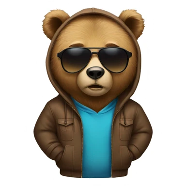 bear wearing a hoodie and sunglasses sticker