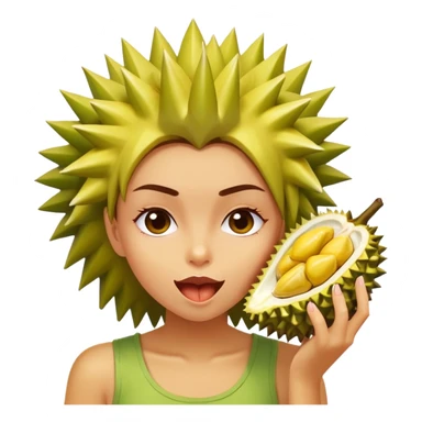 girl eating durian fruit sticker