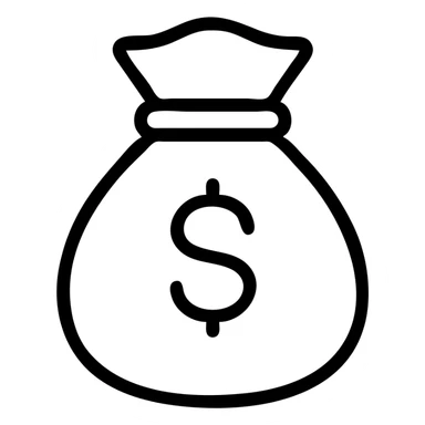 money bag icon, bold outline, no fill sticker
