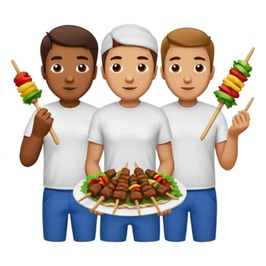 men in t-shirt eating beef kebab sticker