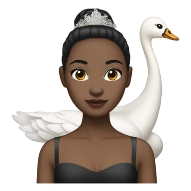 Ballerina with swan dress, white skin, black hair sticker