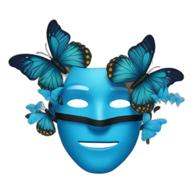 man in a blue mask with butterflies on it sticker