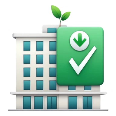 Hotel with green check mark for availability sticker