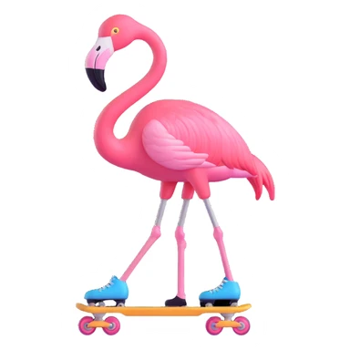 flamingo with sunglasses roller skating sticker