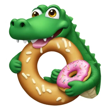 Alligator eating a donut sticker