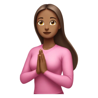 White Brunette Girl doing praying yoga pose in pink tones half body sticker