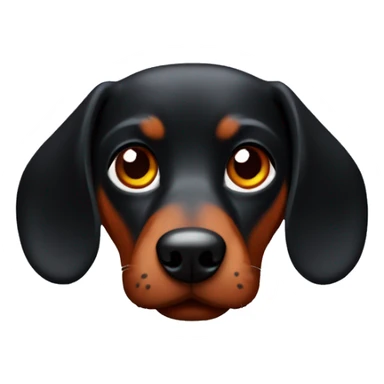 Create a black and red dachshund with a serious face sticker