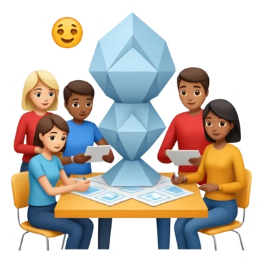 group building a paper prototype together sticker