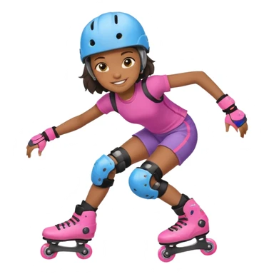 Roller blader black girl child sticker