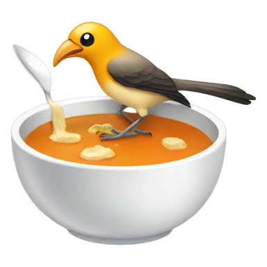 Bird eating soup sticker