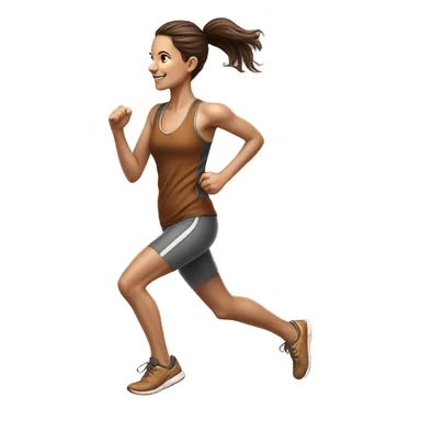 Full length hyperrealistic pencil drawing of athletic girl with brown hair doing cardio left sticker