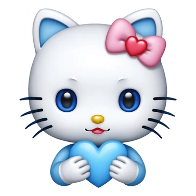 Hello kitty with a blue heart sticker