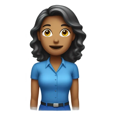 Lady in blue shirt indoors sticker