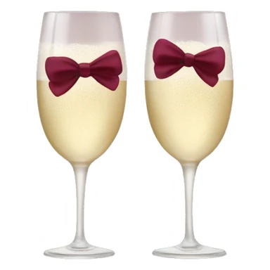 Two glasses of champagne cheering with burgundy bows sticker