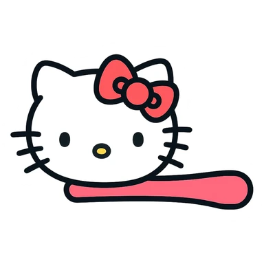 Hello Kitty hairpin, color outline icon style sticker