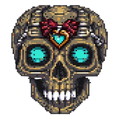 cyber skull with steampunk heart eyes sticker