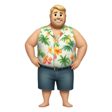 Chubby white guy in hawai shirt and underwear sticker