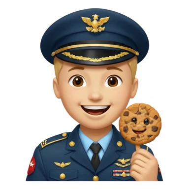 Militar mordiendo galleta expresión feliz sticker