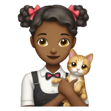 Cute girl with bows with a cat sticker