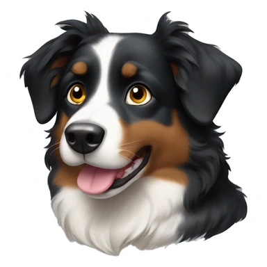 Black Australian shepherd with standing ears sticker