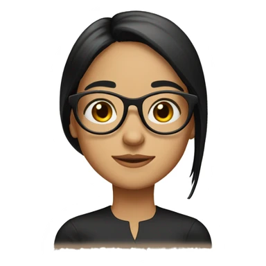 girl ROUND GLASSES long black straight hair above the shoulder sticker