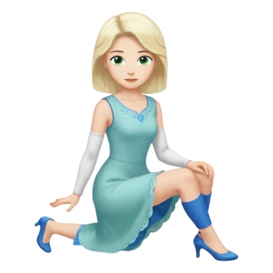 prince, upright, black Hair, blue eyes, garment,  woman, bending knee, white sleveless dress, blonde hair, green eyes, sticker