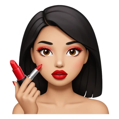 Baddie applying lipstick sticker
