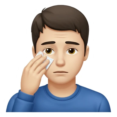 25 year old man wiping tear from his eye in remembrance of their younger days sticker