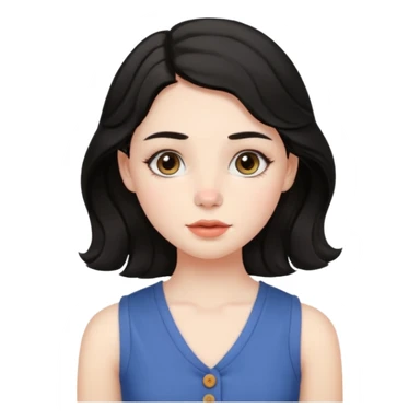 aesthetic girl , pale skin, doe eyes, button nose, soft arched brows,round face,full lips,medium wavy black hair , wears sleeve less,no makeup. please kindly genarate this avatar sticker