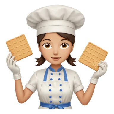 A brunette woman chef making big Square wafers  sticker