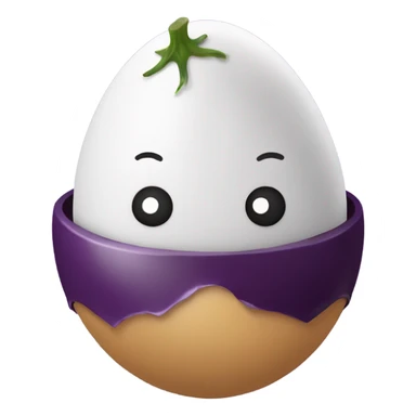 Egg with a eggplant sticker