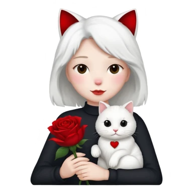 Flower 🌹in hand whiteout face in hand cat sticker