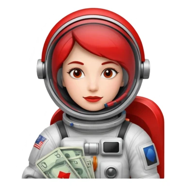 woman, Money astronaut, red and black design sticker
