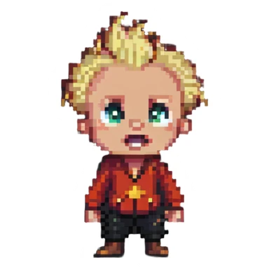 Jack Jack in the style of pixel art, surprised sticker