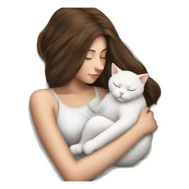 White kitty sleeping on brunette white girl's lap sticker